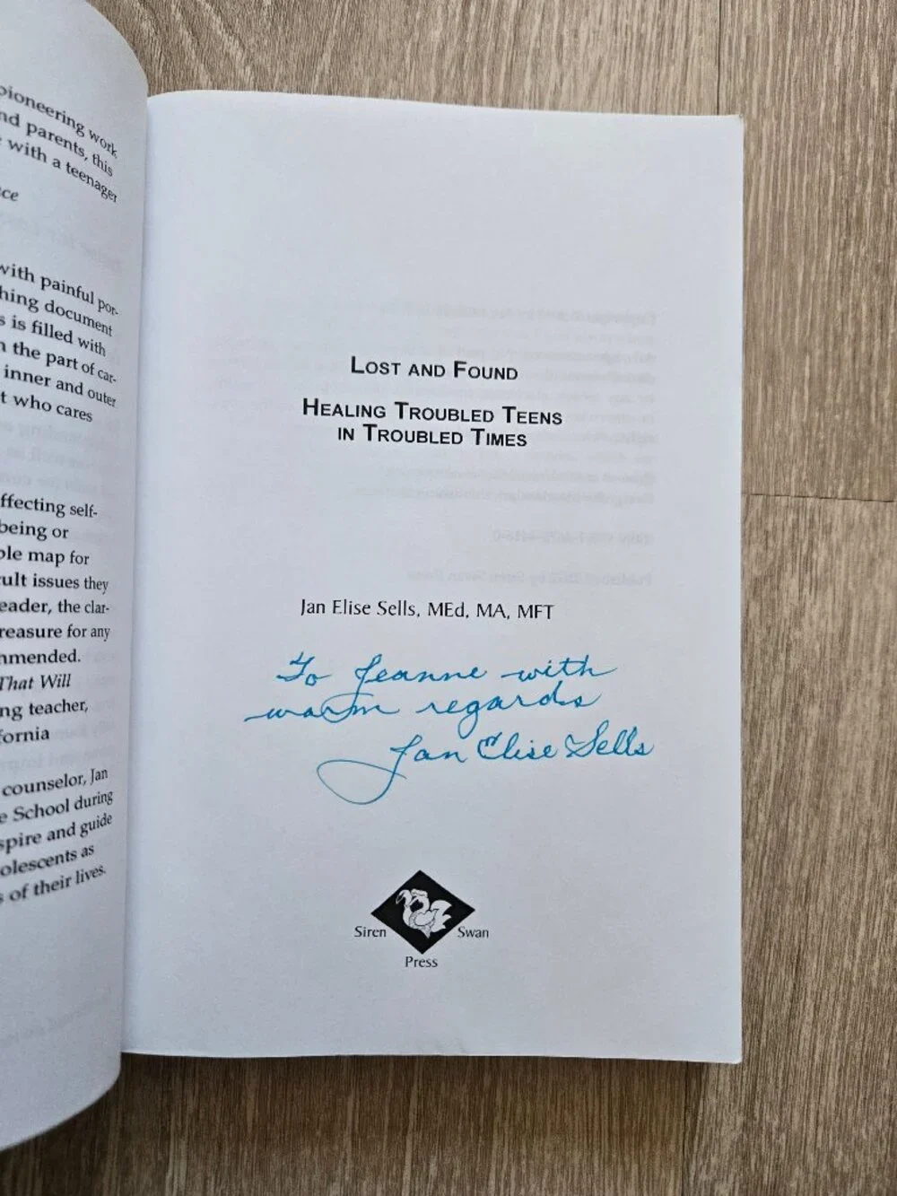 Signed Lost and Found Healing Troubled Teens Jan Elise Sells Paperback Preowned